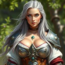 A beautiful Ukrainian crusader cleric of the life domain, characterized by her busty and delicate features