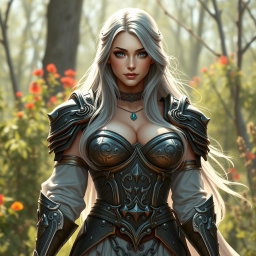 A beautiful Ukrainian crusader cleric of the life domain, characterized by her busty and delicate features
