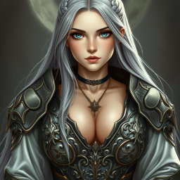 A busty, innocent, delicate, and beautiful Ukrainian cleric of the Life domain, portrayed as a slim girl with gigantic breasts