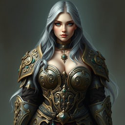 A busty, innocent, delicate, and beautiful Ukrainian cleric of the Life domain, portrayed as a slim girl with gigantic breasts