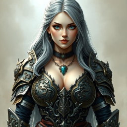 A busty, innocent, delicate, and beautiful Ukrainian cleric of the Life domain, portrayed as a slim girl with gigantic breasts