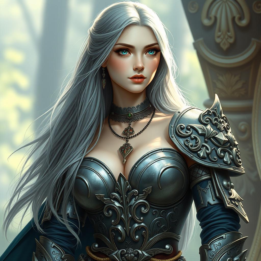 A busty, innocent, delicate, and beautiful Ukrainian cleric of the Life domain, portrayed as a slim girl with gigantic breasts