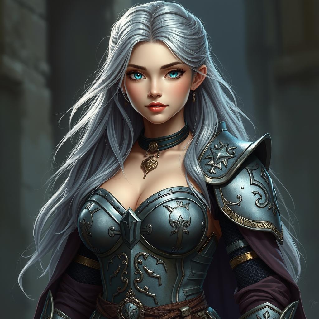 A beautiful, shy, and cute Ukrainian crusader cleric of the Life domain, depicted as an innocent and delicate young woman with an enchanting appearance