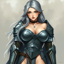 A busty, innocent, and delicate beautiful Ukrainian crusader cleric representing the life domain
