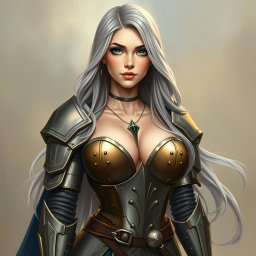 A busty, innocent, and delicate beautiful Ukrainian crusader cleric representing the life domain