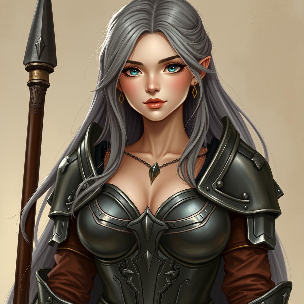A busty, innocent, and delicate beautiful Ukrainian crusader cleric representing the life domain