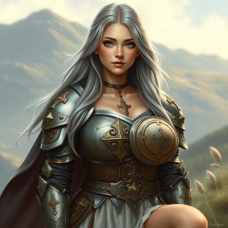 A busty, innocent, delicate, beautiful, shy and cute Ukrainian female cleric of the Life domain