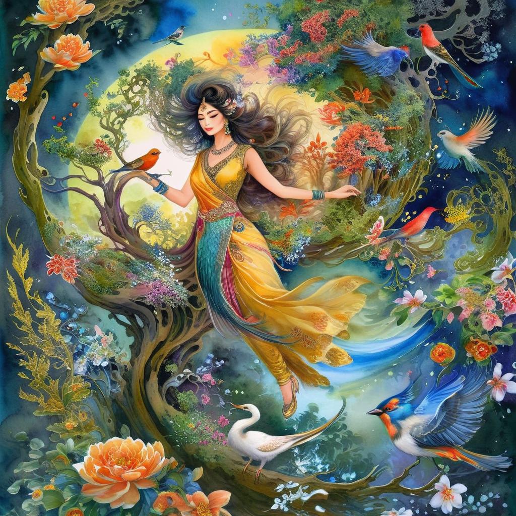 Enchanting Mermaid Under a Blooming Tree