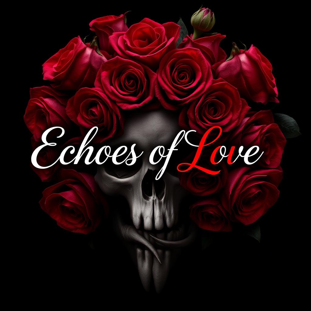 A dark and romantic book cover titled 'Echoes of Love'