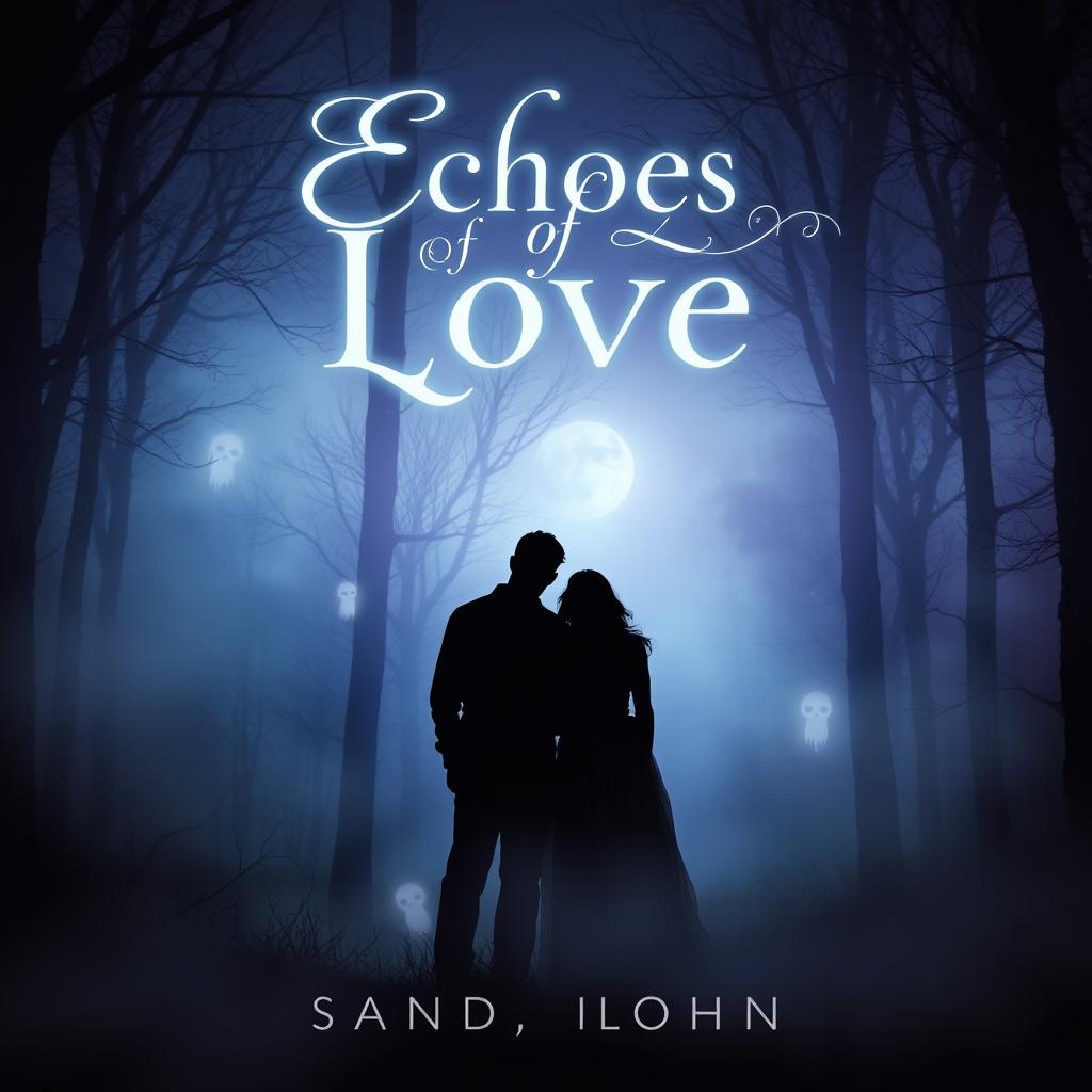 A hauntingly beautiful book cover design for 'Echoes of Love'