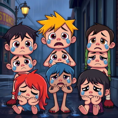 Emotional Sad Animation Characters | Expressive AI Art Collection