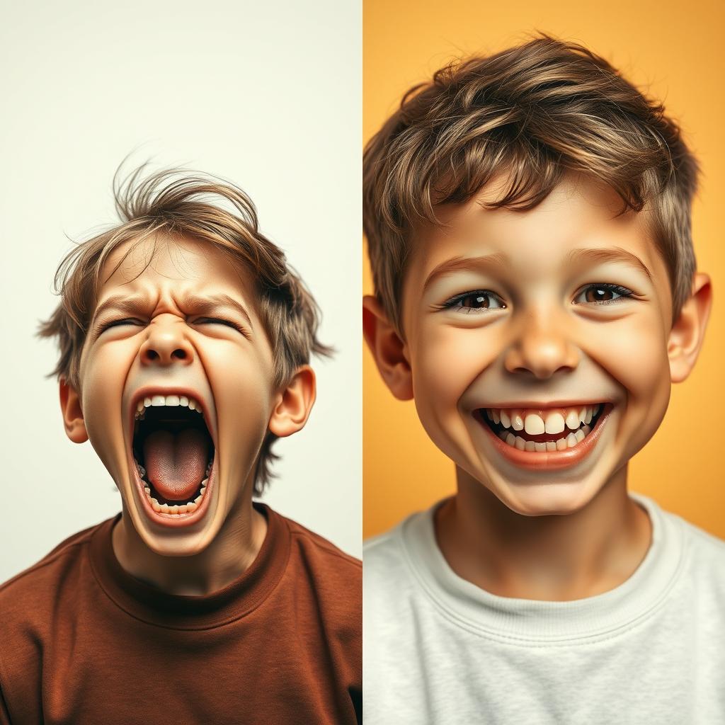Duality of Emotion: A Young Boy's Expressions