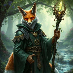 A striking Fox Man Priest, embodying the essence of a mystical fantasy realm