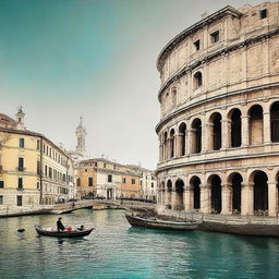 Create a composition portraying Italy's recognizable landmarks, culture, or environment.