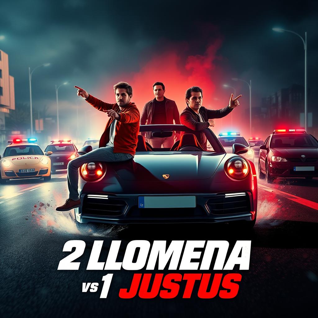 A thrilling and action-packed movie poster for '2 Lomeña vs 1 Justus