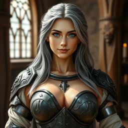 A realistic photo of a busty, innocent, and delicate yet athletic beautiful cleric of the life domain