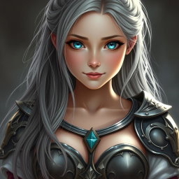A realistic portrait of a busty, innocent, and delicate yet athletic cleric of the life domain