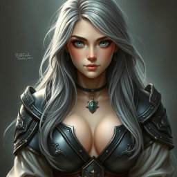 A realistic portrait of a busty, innocent, and delicate yet athletic cleric of the life domain
