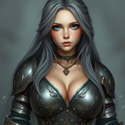 A realistic photo of a busty, delicate yet athletic cleric girl