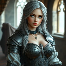 A realistic photo of a busty, delicate but athletic, shy yet sexy cleric girl