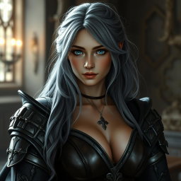 A realistic photo of a busty, delicate but athletic, shy yet sexy cleric girl