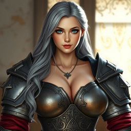 A realistic photo of a busty, delicate but athletic, shy yet sexy cleric