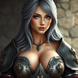 A realistic photo of a busty, delicate but athletic, shy yet sexy cleric