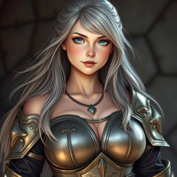 A realistic photo of a busty, delicate yet athletic cleric girl