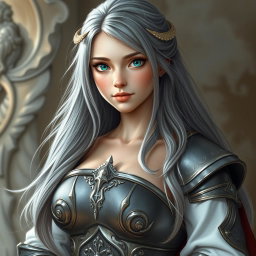 A realistic photo of a busty, delicate yet athletic cleric girl