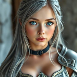 A real life photo of a delicate yet athletic cleric girl, showcasing her slim figure and large, beautiful natural breasts