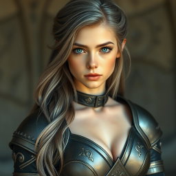 A real life photo of a delicate yet athletic cleric girl, showcasing her slim figure and large, beautiful natural breasts