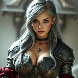 A real-life photograph of a busty, delicate yet athletic girl who exudes shyness and kindness