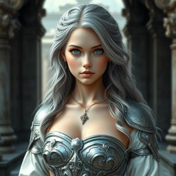 A photo-realistic image of a delicate yet athletic young cleric girl