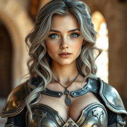 A real-life photo of a delicate yet athletic cleric girl