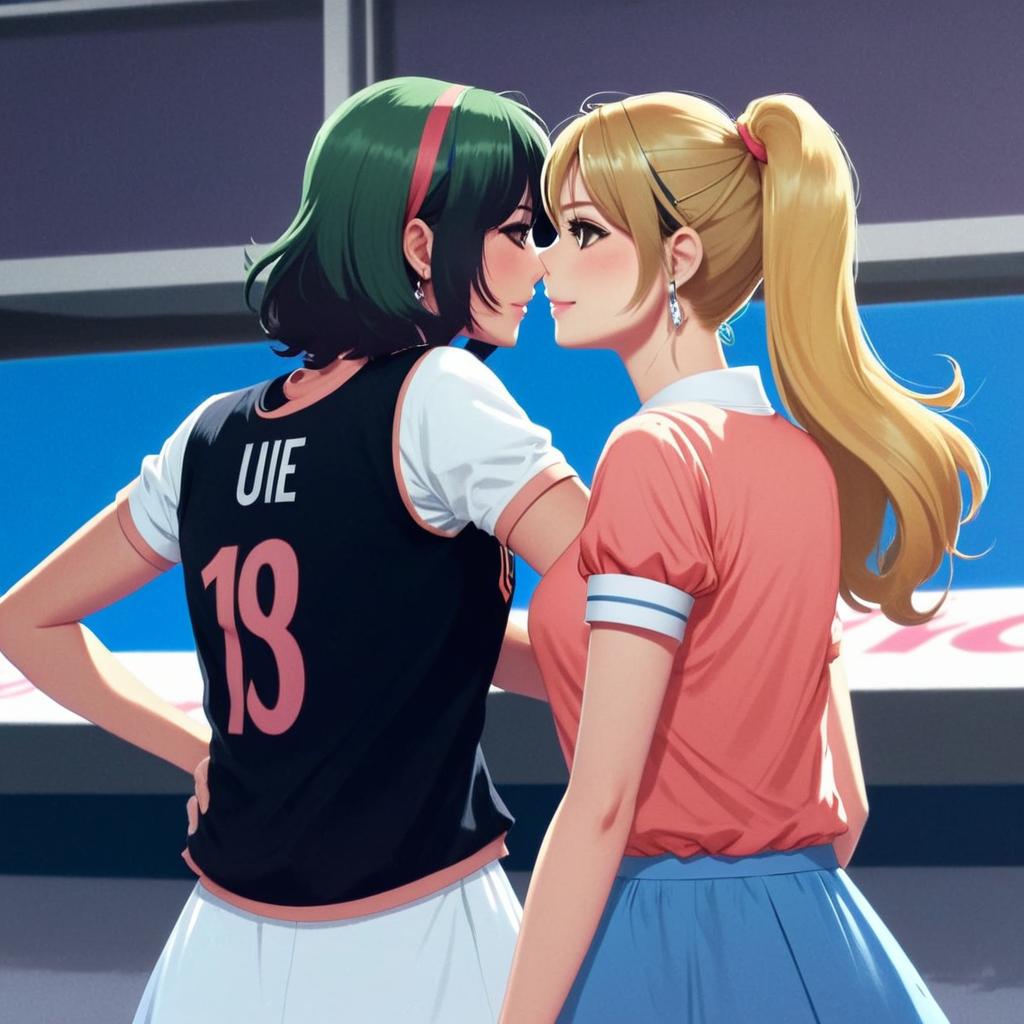 Cheerful Anime Cheerleader in Action