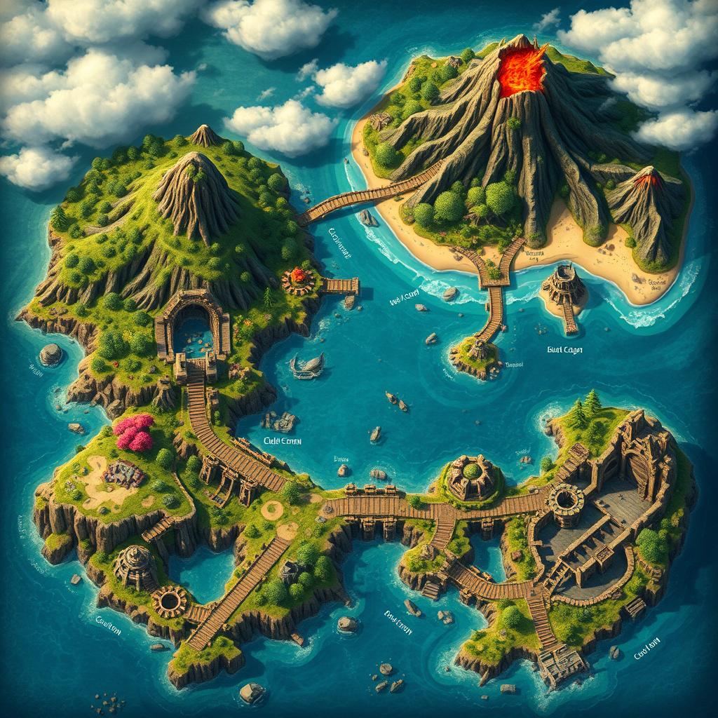 A detailed and visually striking level design map for a fantasy video game