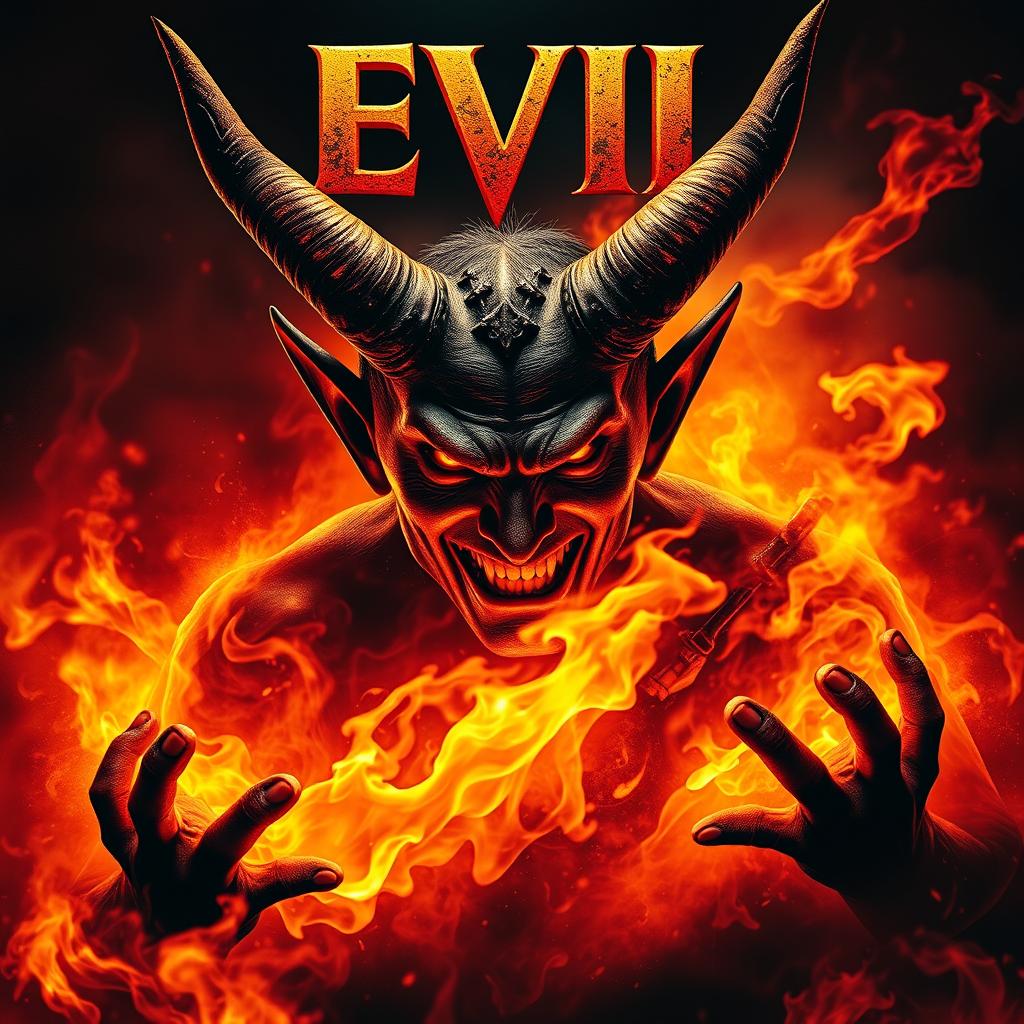 Fierce Horned Devil on Fire | Captivating Movie Poster