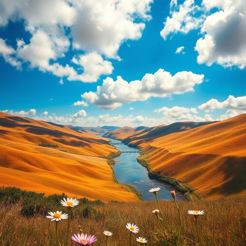A stunning artistic recreation of a famous landscape photo, capturing the essence of the original while adding vibrant colors and a dreamy atmosphere
