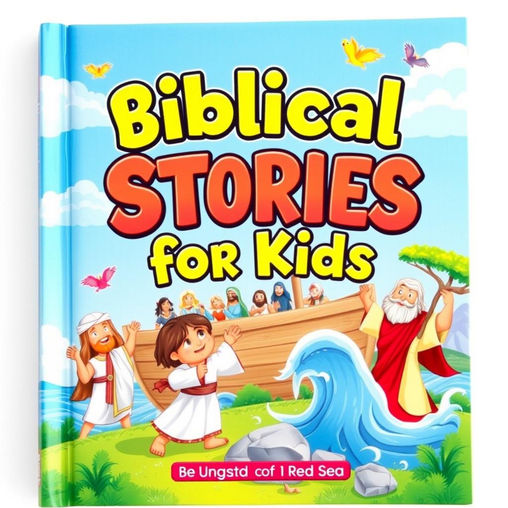 A captivating book cover for a children's book featuring stories from the Bible