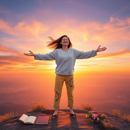 A serene and empowering scene illustrating self-love and self-acceptance