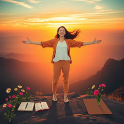 A serene and empowering scene illustrating self-love and self-acceptance