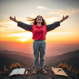 A serene and empowering scene illustrating self-love and self-acceptance