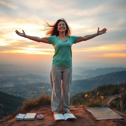 A serene and empowering scene illustrating self-love and self-acceptance