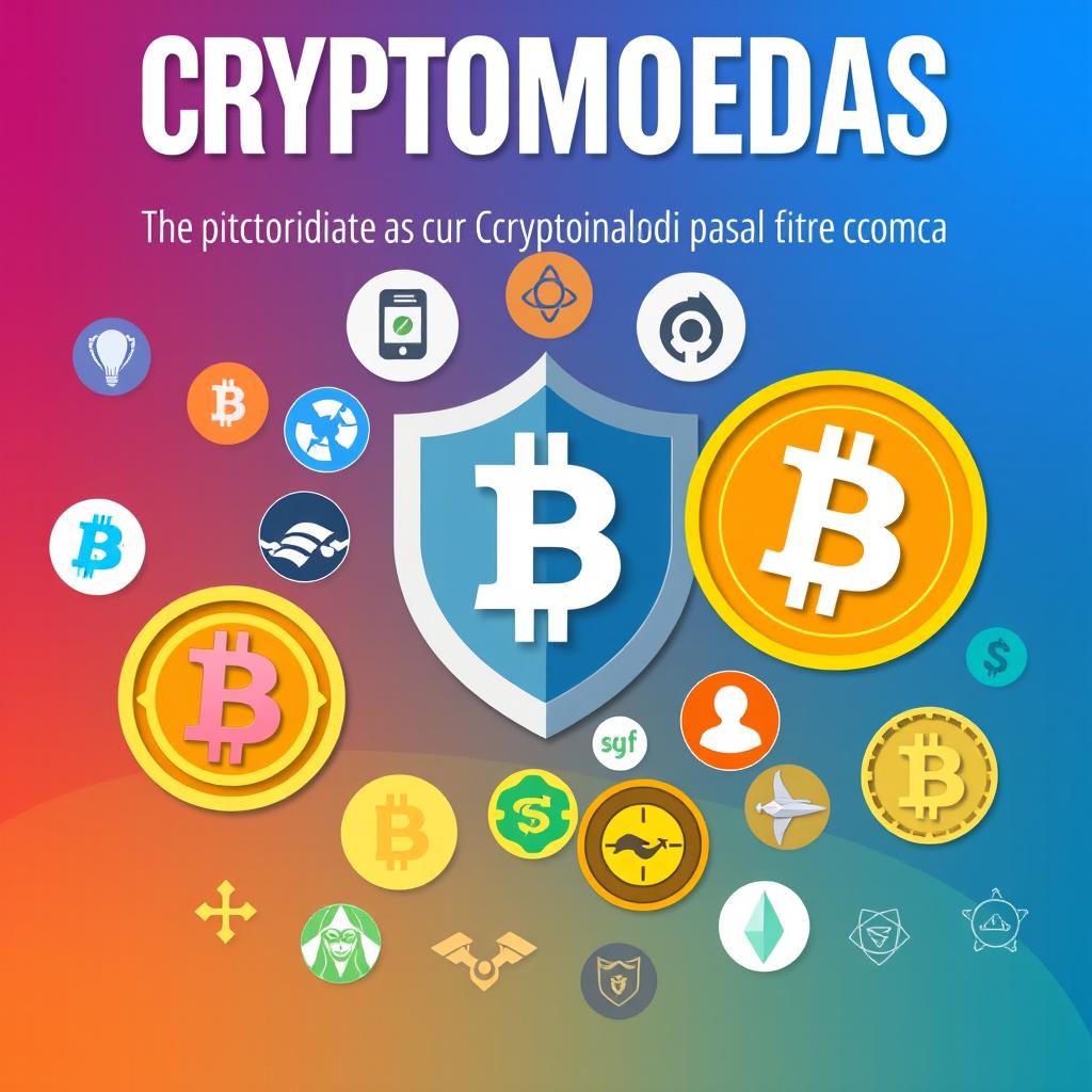 Uma imagem vibrante e informativa para a capa de um curso para iniciantes em criptomoedas