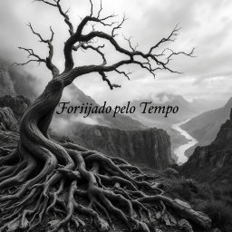 A hyper-realistic black-and-white image of a rugged landscape deeply rooted in nature