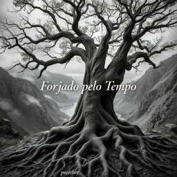 A hyper-realistic black-and-white image of a rugged landscape deeply rooted in nature