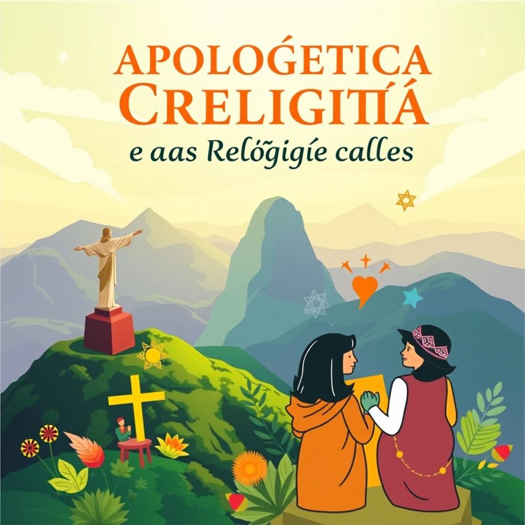 A creative and eye-catching e-book cover for 'Apologética Cristã e as Religiões do Brasil'