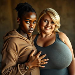 In a poor room, a 20-year-old African woman, short and undernourished, has a fierce expression