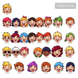 Vibrant Pixel Art Spritesheet of Happy Characters