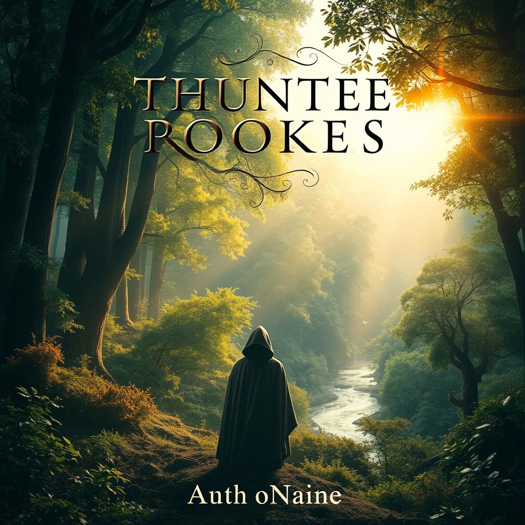 A captivating and intriguing book cover that features a mystical forest filled with towering trees and vibrant foliage